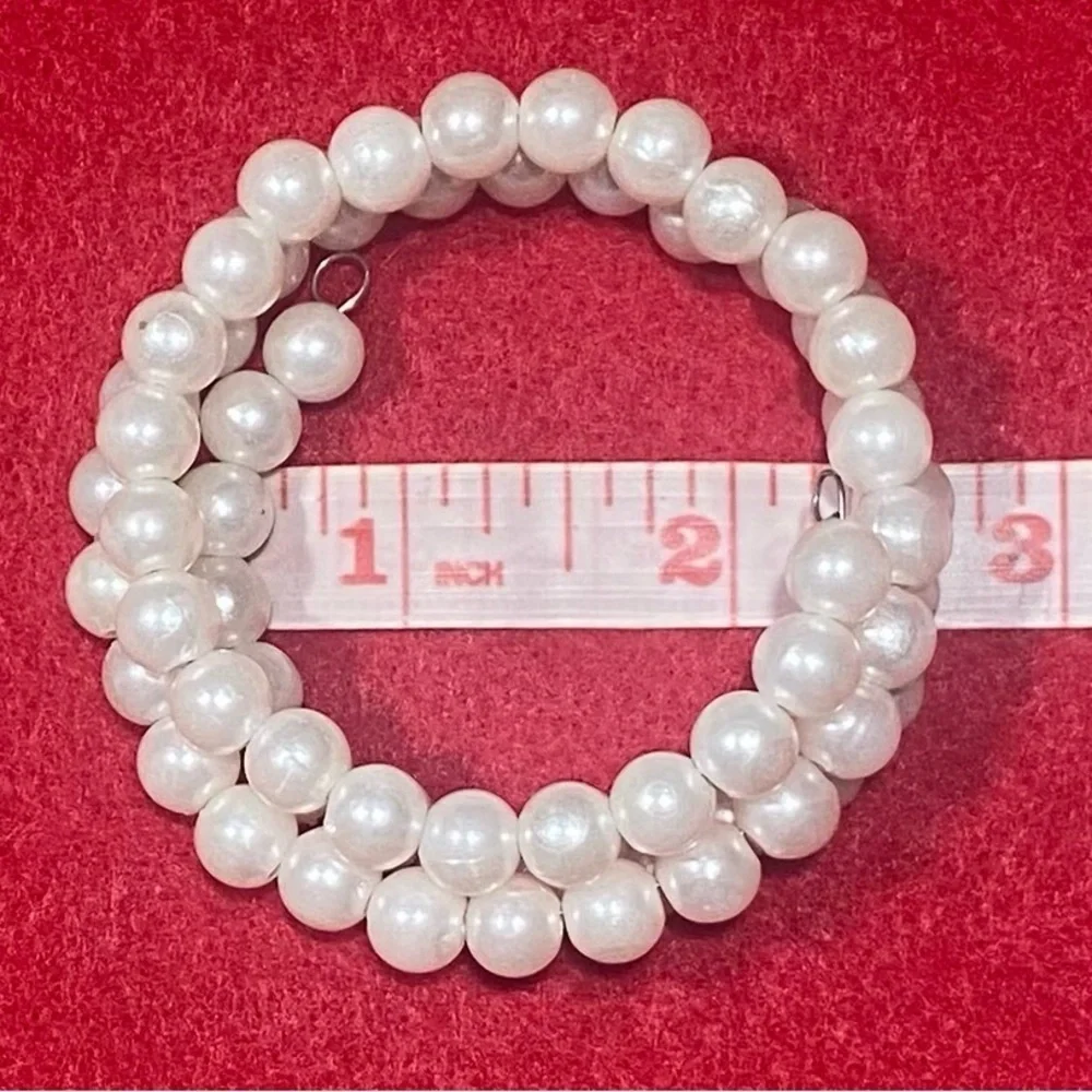 Bracelet Faux Pearls Strung Together And Coiled Vintage